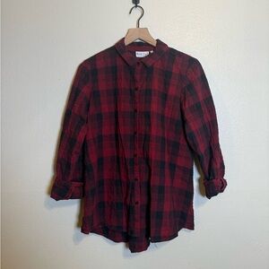Habitat Buffalo Plaid Roll Tab Crinkle Button Down Shirt
